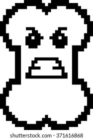 An illustration of a bone looking angry in an 8-bit cartoon style.