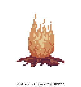 Illustration of a bonfire in pixel art style