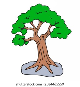 Illustration of a Bonsai Tree in Elegant Form Perfect for zen themes, nature designs, and decorative projects