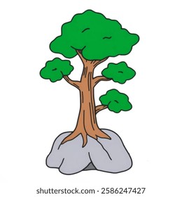 Illustration of a Bonsai Tree in Elegant Form Perfect for zen themes, nature designs, and decorative projects