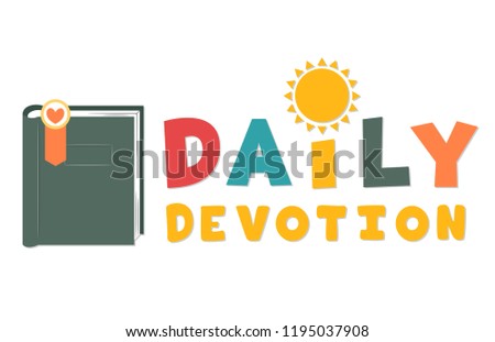 Illustration of a Book with Bookmark and Daily Devotion Lettering