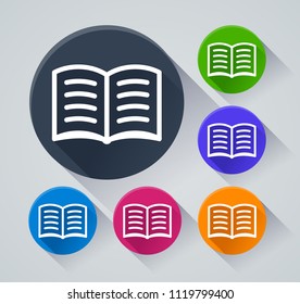 Illustration of book circle icons with shadow
