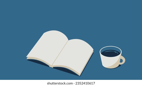 Illustration of book and coffee.