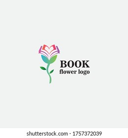 Illustration book colorful flower logo template. vector design