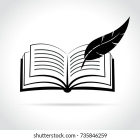 Illustration of book and feather concept