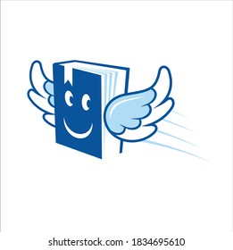 An illustration of a book in flight. Vector art.