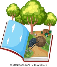 Illustration of a book with a forest scene