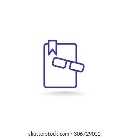 Illustration of book and glasses icon