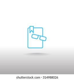 Illustration of book and glasses icon