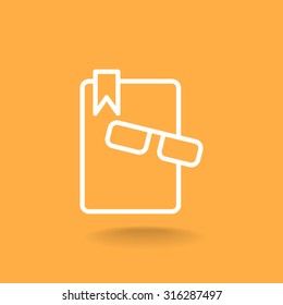 Illustration of book and glasses icon