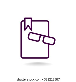 Illustration of book and glasses icon