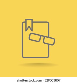 Illustration of book and glasses icon