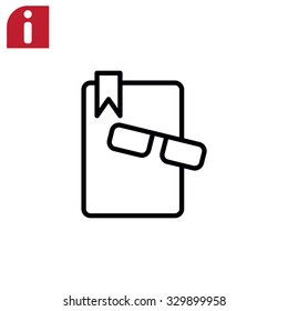 Illustration of book and glasses icon