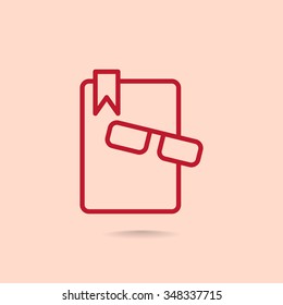 Illustration of book and glasses icon