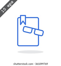 Illustration of book and glasses icon