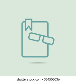 Illustration of book and glasses icon