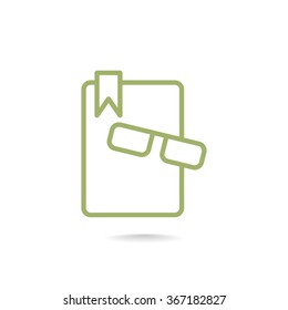 Illustration of book and glasses icon