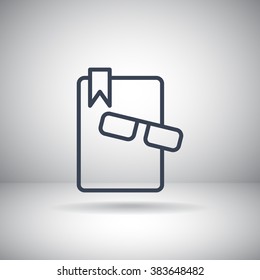Illustration of book and glasses icon