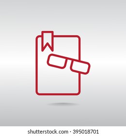 Illustration of book and glasses icon