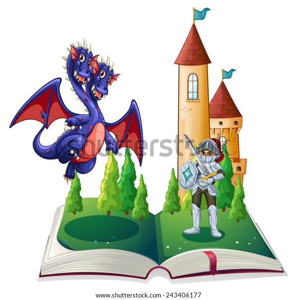 Illustration Book Knight Dragon Stock Vector (Royalty Free) 243406177 ...