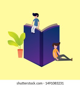 Illustration Book Learning  of Online education. Modern flat design concept of Illustration design.. Easy to edit and customize. Vector illustration