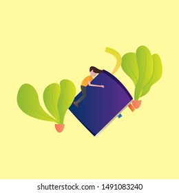 Illustration Book Learning  of Online education. Modern flat design concept of Illustration design.. Easy to edit and customize. Vector illustration