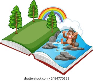 Illustration of a book with nature elements