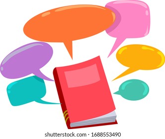 Illustration of a Book with Several Blank Speech Bubbles