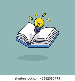 illustration of a book with a shining bulb ontop