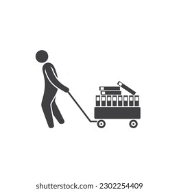 ilustración del carro de libros, arte vectorial.