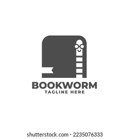 illustration of a book with a worm. bookworm logo. good for any business related to book.