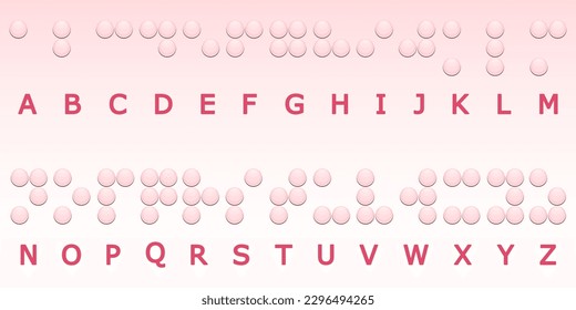  Illustration of a book written in braille, hands read text in an unfolded book