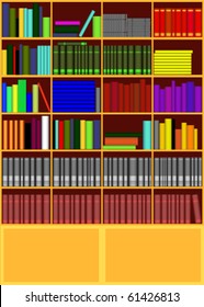 An illustration of bookcase with books
