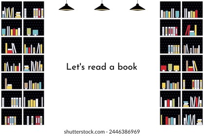 Illustration of a bookshelf filled with many books