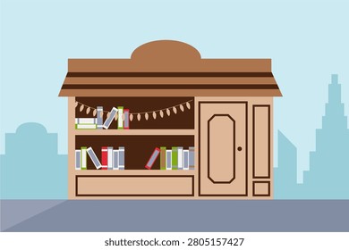 Illustration of a Bookstore Facade with Books