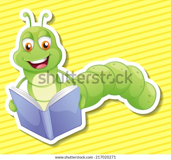 Illustration Bookworm Background Stock Vector (Royalty Free) 217020271