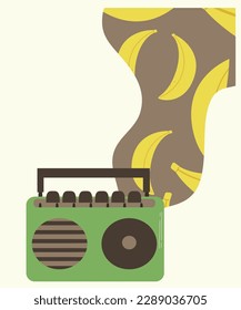 Illustration BoomBox on a Banana Background