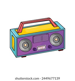 Illustration of a boombox stereo, capturing the essence of breakdance culture with vibrant colors and energetic vibes