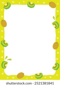 Illustration of a border background decorated with kiwis and hearts