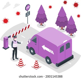 Illustration of border closure due to coronavirus