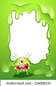 Illustration of a border design with a crying one-eyed monster