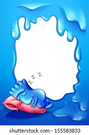 Ilustración de un diseño de borde con un monstruo dormido