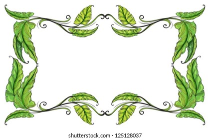 Illustration einer Grenze aus Blättern auf weißem Hintergrund