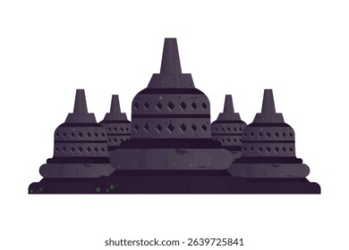 Illustration of Borobudur temple with vector image