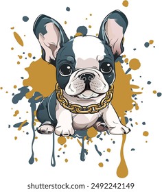 Ilustración de Boston Terrier en mancha de tinta