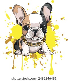 Illustration of Boston Terrier on inkblot