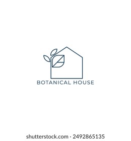 ILLUSTRATION BOTANICAL HOUSE, LEAF NATURE. ECO ELEMENT LOGO ICON GRADIENT COLOR DESIGN VECTOR FOR YOUR BRAND, BUSINESS