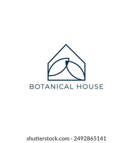 ILLUSTRATION BOTANICAL HOUSE, LEAF NATURE. ECO ELEMENT LOGO ICON GRADIENT COLOR DESIGN VECTOR FOR YOUR BRAND, BUSINESS