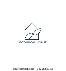 ILLUSTRATION BOTANICAL HOUSE, LEAF NATURE. ECO ELEMENT LOGO ICON GRADIENT COLOR DESIGN VECTOR FOR YOUR BRAND, BUSINESS