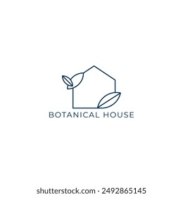 ILLUSTRATION BOTANICAL HOUSE, LEAF NATURE. ECO ELEMENT LOGO ICON GRADIENT COLOR DESIGN VECTOR FOR YOUR BRAND, BUSINESS